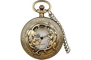 Fogitbok Vintage Quartz Pocket Watches for Men with Chains Pendant Pocket Watch Women’s Necklace Watches Unique Designs with Box