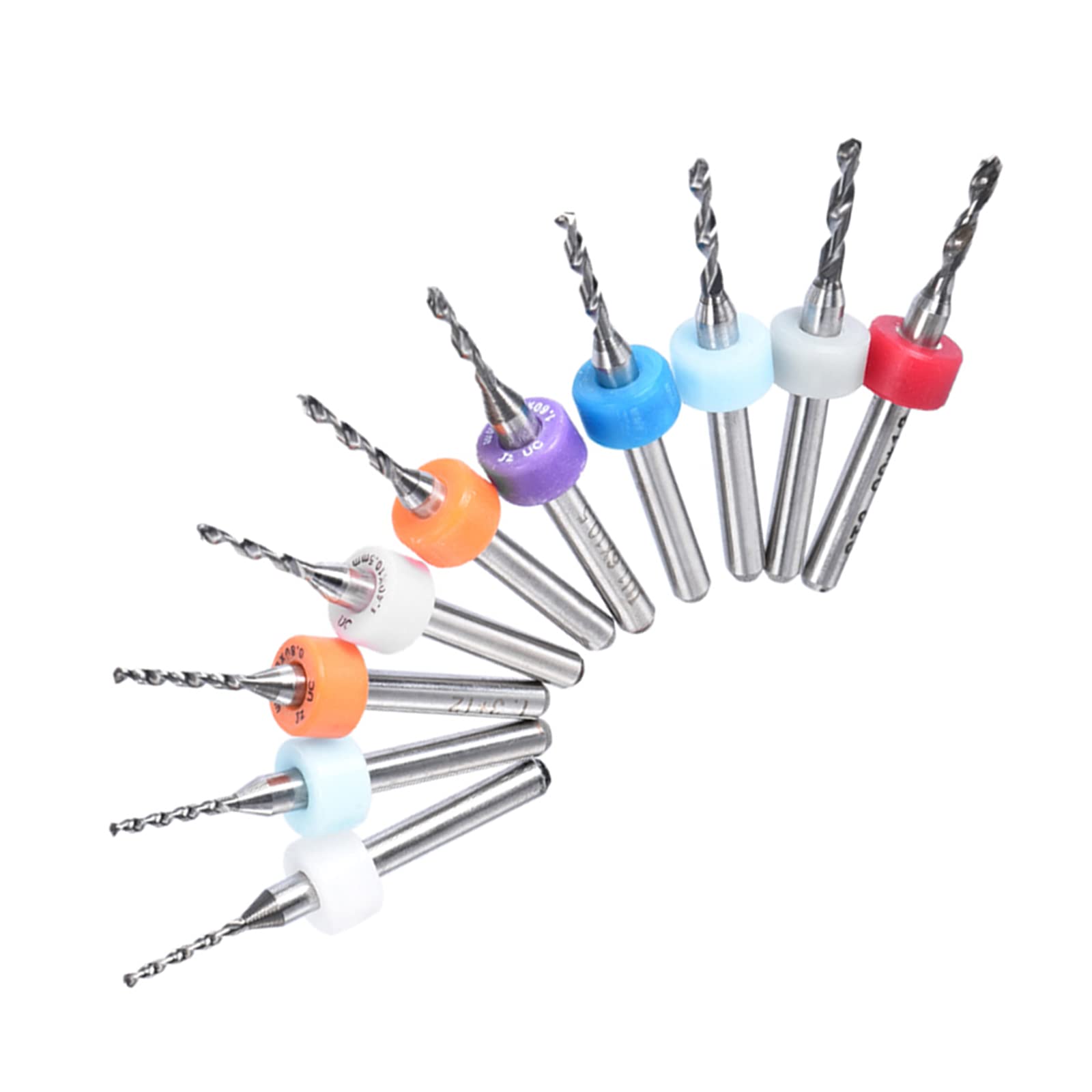 CoCud Micro PCB Drill Bits, 1/8" Shank 1.1mm-2.0mm Cutting Edge, Print Circuit Board Drill Bit - (Applications: for CNC Drilling Engraving Machine), 1-Set (10-Pieces)
