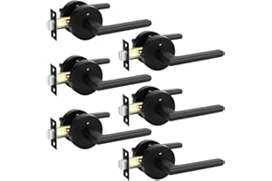 Goldenwarm Black Door Handles Interior, Matte Black Privacy Interior Door Handle, Heavy Duty Zinc Alloy Indoor Door Levers for Bedroom, Bathroom, (6 Pack)