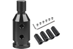 ANDO RACING Universal Gear Shift Knob Adapter 12x1.25,Aluminum Alloy Shifter Knob Adapter,Gear Shift Adapter for Non-Threaded Manual Shifters M12x1.25(Black)