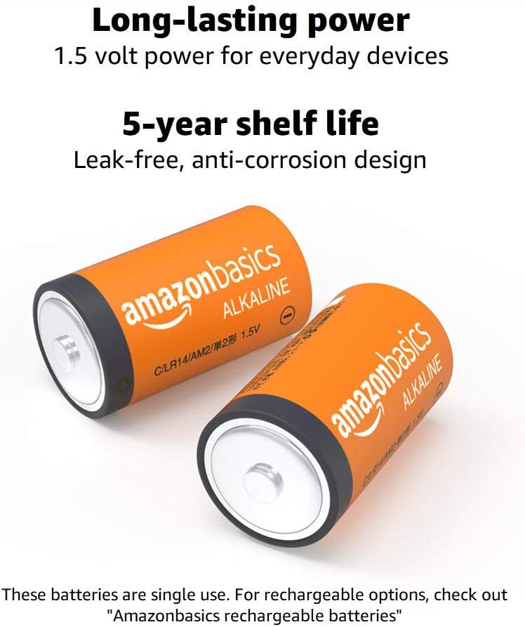 Basics C Cell 1.5 Volt Everyday Alkaline Batteries - Pack of 12: Health & Personal Care