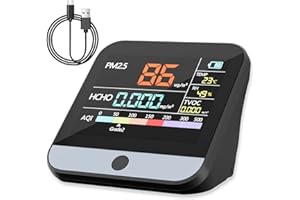 MXY Indoor Air Quality Monitor,Professional & Accurate PM2.5,PM1.0,PM10 Monitor,Temperature,Formaldehyde Detector AQI Humidity TVOC,Air Quality Tester -for Home,Office,School Black