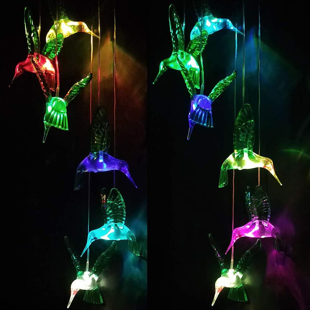 LED Hummingbird Solar Wind Chimes Light Outdoor Hanging - Waterproof Mobile Romantic Solar Powered Changing Color Xmas Gifts Wind Chimes for Home, Party, Festival, Night Garden Decoration(Blackboard) : Garden & Outdoor