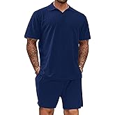 TAFLE Mens 2 Piece Outfits Polo Shirt and Shorts Set Short Sleeve Tracksuits Casual Athletic Jogging Summer Outfits