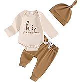 Gobuuly Newborn Baby Boy Clothes Hi I'm New Here Coming Home Outfit Letter Print Romper Pant Fall Winter Baby Boy's Clothing