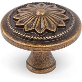 DWYL &amp; LWYD Antique Brass Cabinet Knobs 10 Pack,Heavy Duty Solid Zinc Alloy Vintage Cabinet knobs,1-2/5"Dia Round Kitchen Cabinet Handles for Cabinets, Drawer Pulls Vintage Dresser Knobs