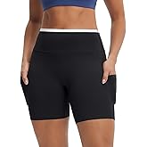 baleaf Biker Shorts for Women High Waist Tummy Control with Pockets Yoga Workout Gym Bike Shorts No Front Seam