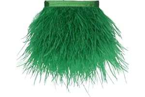 AMZTKDIY Ostrich Feathers Sewing Fringe Trim Ribbon for Crafts Clothes Accessories Latin Wedding Dress DIY 2-5 Yards 3-4inch Width (2 Yards, Green)