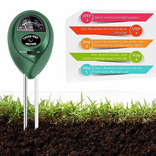 Soil pH Meter 3-in-1 Soil Test Kit For Moisture,Light & pH,Great For Garden,Farm, Lawn,Plants,Herbs & Gardening Tools,Indoor & Outdoor Plant Care Soil Tester(No Battery needed)