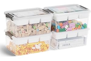 Jalove 17 Qt Plastic Storage Bins with Lids, Craft Organizers and Storage, Stackable Storage Bins, Clear Containers for Organizing Bead, Toys, Art, Tools, Sewing, Playdoh, 4 Packs