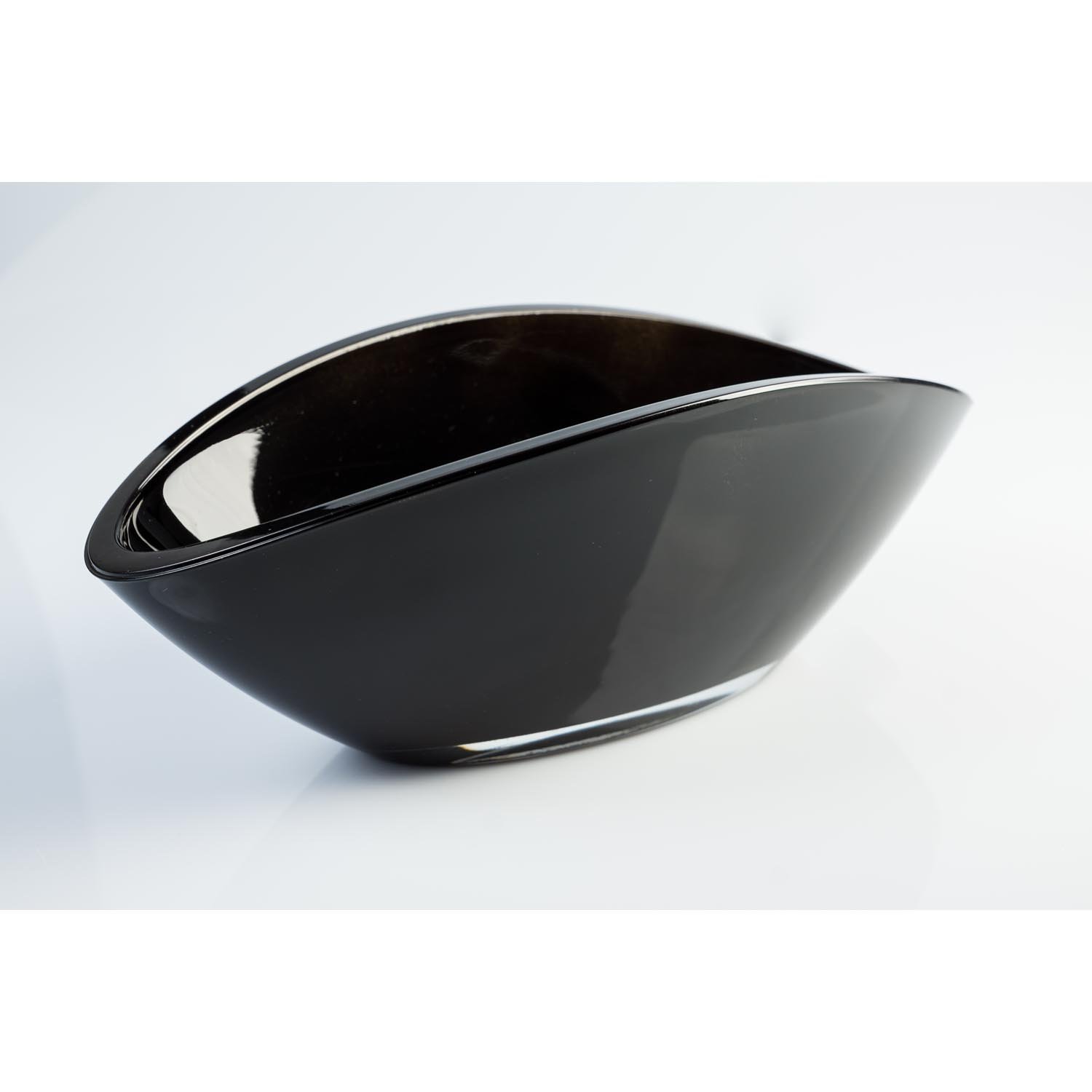 INNA Glas Oval glass bowl/decorative dish KIRA, black, 10.24'' / 26 cm