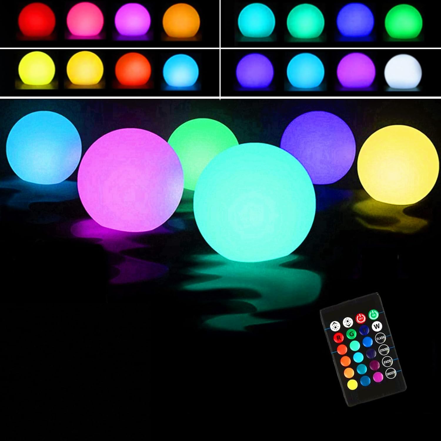 Floating Pool Light 4 Pack Waterproof LED Bath Lights 16 Color Changing Dimmable Night Lights with Remote Control for Pond Garden Backyard Party House Decor Kids Gift