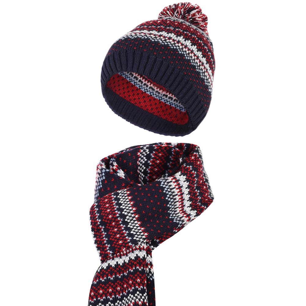 Vbiger Wintermütze klassische Beanie Mütze Damen Mütze und Schal Warm Strickmütze und Strickschal 2 PCS, Mehrfarbig, Einheitsgröße