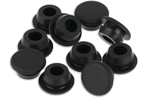 Jeffdad 10 Pcs 10mm Rubber Hole Plug Black Silicone Round Snap in Type Locking Furniture Hole Plug Protective Cover Rubber Plugs for Holes Watertight(Black)