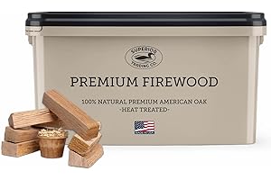 SUPERIOR TRADING CO. Superior Trading Oak Mini Fire Wood w/Fire Starter Pods, Winter Fireplace Starter, Wood Stove, USDA Cert 4-5” Kiln Dried Firewood, USA Made, 10-11 lbs in Plastic Storage Box