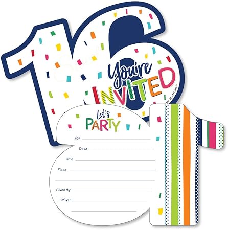 Biglietti Di Invito Per 16 Compleanno Con Buste Colorati Con Scritta In Lingua Inglese Happy Birthday Lingua Italiana Non Garantita Amazon It Casa E Cucina