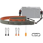 PGYTECH Camera Shoulder Strap Slim Vintage Style, Adjustable 32.2-53.5in Quick Release Retro Leather Neck Strap for Compact Camera/Mirrorless/Smartphone for Travel/Street Photography, Olive Green