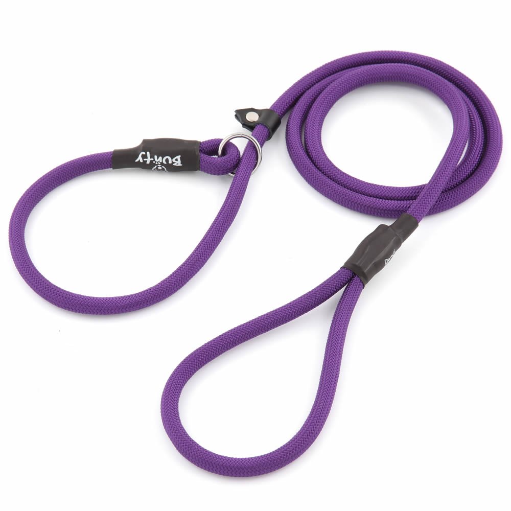 Bunty Rope Slip Lead for Dogs, Small | Anti Pull Dog Lead, One-Size-Fits-All, Durable Woven Nylon, Ideal for All Dogs - No Pull Training Aid, No Collar Needed - 120cm, Purple