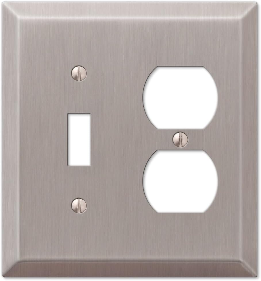 AMERELLE 163TDBN Century Single Toggle/Single Duplex Steel Wallplate in Brushed Nickel