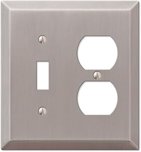 AMERELLE 163TDBN Century Single Toggle/Single Duplex Steel Wallplate in Brushed Nickel