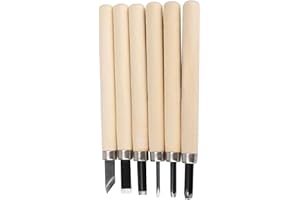 XINYUICEAN 6Pcs Carbon Steel Wood Carving Tool Set, Knife and Chisel Kit, Ergonomic Wood Handle, Suitable for Woodworking, Ca