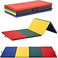 Gymnastics Tumbling Mats Gymnastics Mat Portable Foldable Tumbling Mat Thick PU Leather Exercise Mat Yoga Mat with Carrying Handles for home Workout outdoor Yoga Gymnastics