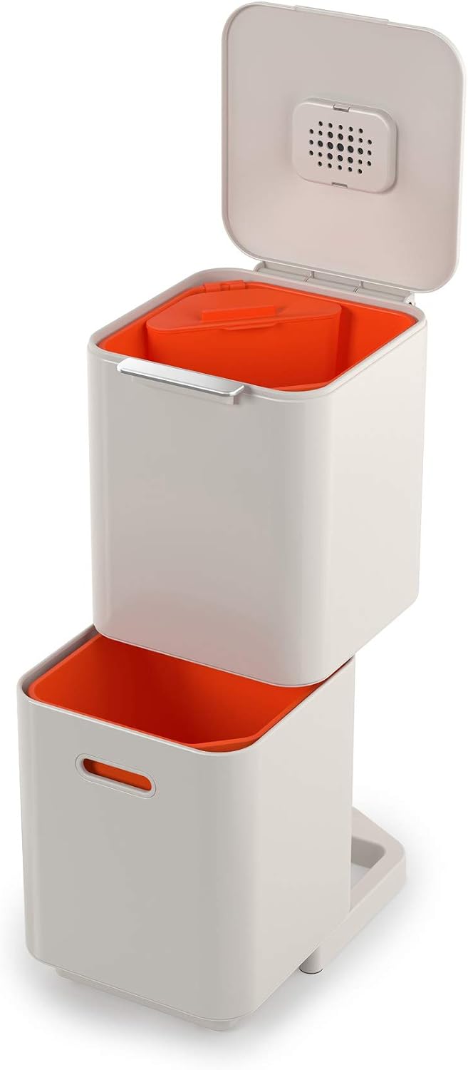 Joseph Joseph Unidad de separación de residuos y Reciclaje con una Capacidad de 40 litros Totem Compact Piedra