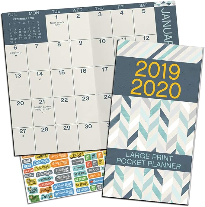 Large Print Monthly Pocket Planner 20192020 with