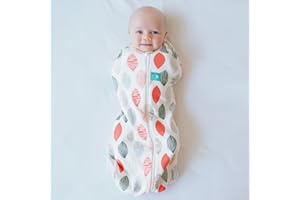 ergoPouch Cocoon Swaddle Sack 0.2 TOG - Baby Sleep Sack, Gentle Snug Fit Helps Calm Startle Reflex, Ideal for Arms In/Out Sleeping, Soft Breathable Fabric for Better Sleep (0-3 Months, Blush Leaf)