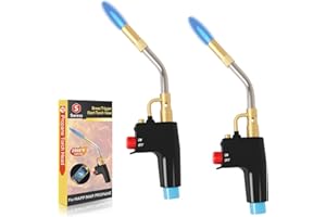 Trigger-Start Torch Head,MAPP/Propane Gas Torch Kit with Push Button Start - Angled Burner Handheld Torch for Light Welding, 