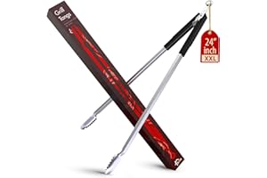 24 inch BBQ Tongs - 1 Year Warranty, 100% Stainless Steel Long Metal Grill Tongs for Outdoor Grill, Non Slip Handle, Locking 