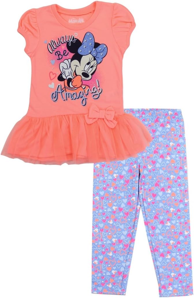 Disney Minnie Mouse Girls Toddler Size 2-Piece Shirt and Pant Legging Clothing Set