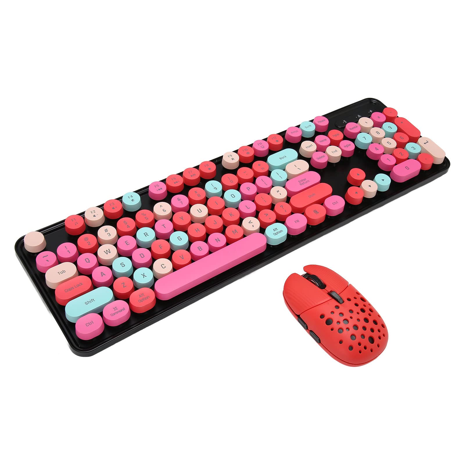 Photo 1 of Keyboard and Mouse, 2.4G Mode 104 Keys Retro Punk Keyboard, Low Noise ABS Material Retro Punk Keyboard with 3 DPI for PC Desktop Laptop (Mixed Color Red)