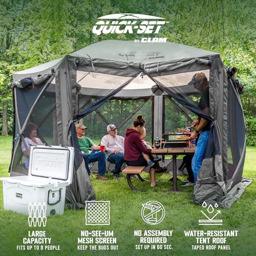 CLAM Pavilion 12.5 Ft Pop Up Screen Tent | 8-Person Gray Gazebo Shelter for Bug-Free Outdoor Gatherings image 22