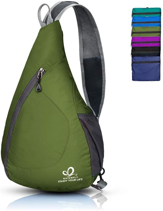 WATERFLY Sling Bag Crossbody Bags for Men Women Traveling Hiking
