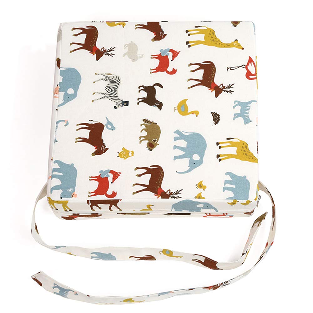 Dosige Kinder Sitzerhöhung Stuhl Leder Sitzkissen Tragbar Verstellbar Zerlegbar Boostersitze Esszimmerstuhl ErhöHen Pad Cartoon Stil 31.5 * 31.5 * 8cm Beige