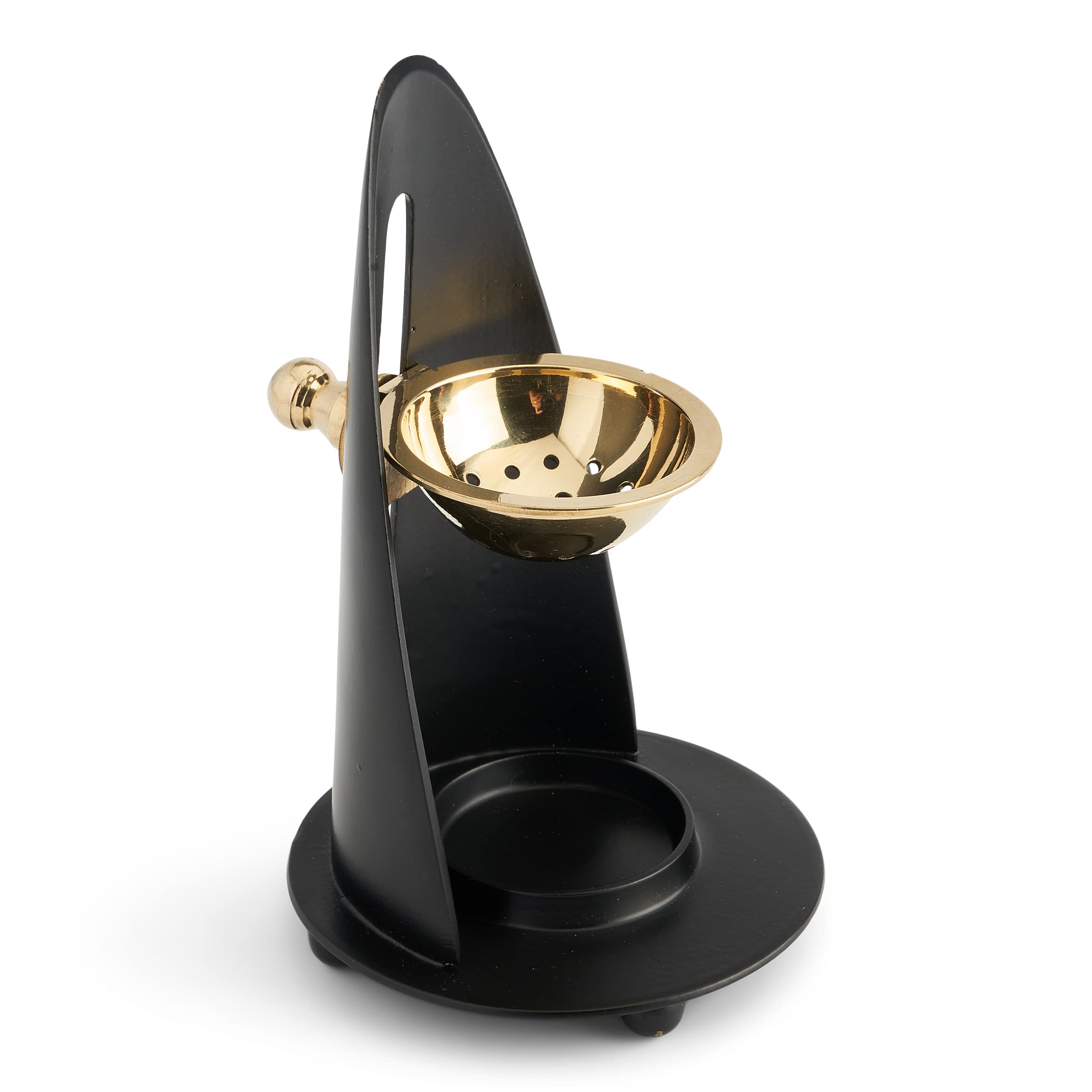 NKlaus Ø9cm Height Adjustable Incense Burner black Brass powder coated Tealight 39168