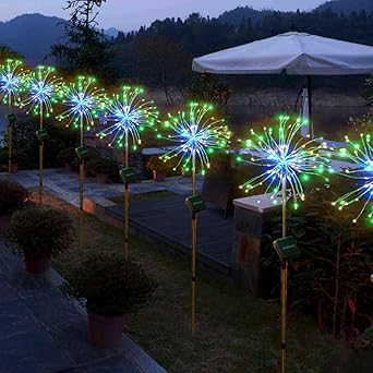 Solar Feuerwerk Licht Aussen Dekoration Licht Led Lichterkette Solarleuchten Fur Garden Led Feuerwerk Lichterkette Fur Garten Balkon Und Terrasse 2stucke Amazon De Beleuchtung