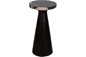 East at Main Indigo Road by Egypt Sherrod Kayu Petrified Wood Pedestal Side Table Black Accent Table, Drink Table, Plant Stand 12" Dia x 20" H Fully Assembled (Black)