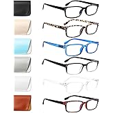 Kerecsen 6-Pack Reading Glasses Blue Light Blocking,Spring Hinge Readers for Men Women,Computer Eyeglasses