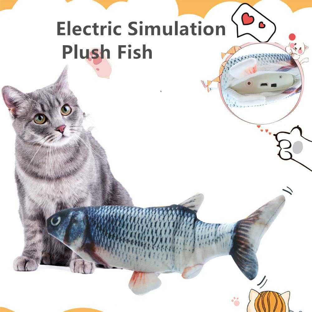 Fish Catnip Cat Toys Set Simulation Fish Shape Doll Interactive Pets Pillow Chew Toys Chew Bite Kick Supplies Realistic Looking Cat Kicker Fish Toy Yoruii for Cat Fish Flop Toy Catnip Crinkle Toys