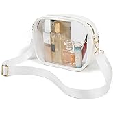 TEBIEKOY Clear Bag Stadium Approved, Small Clear Purse Crossbody Bag for Women & Men,Transparent Purses for Concerts Sports Events,White