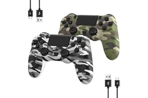 2 Pack Wireless Controller for PS4/Slim/Pro with 1000mah Battery/Dual Vibration/Audio Jack/Six-axis Motion Sensor