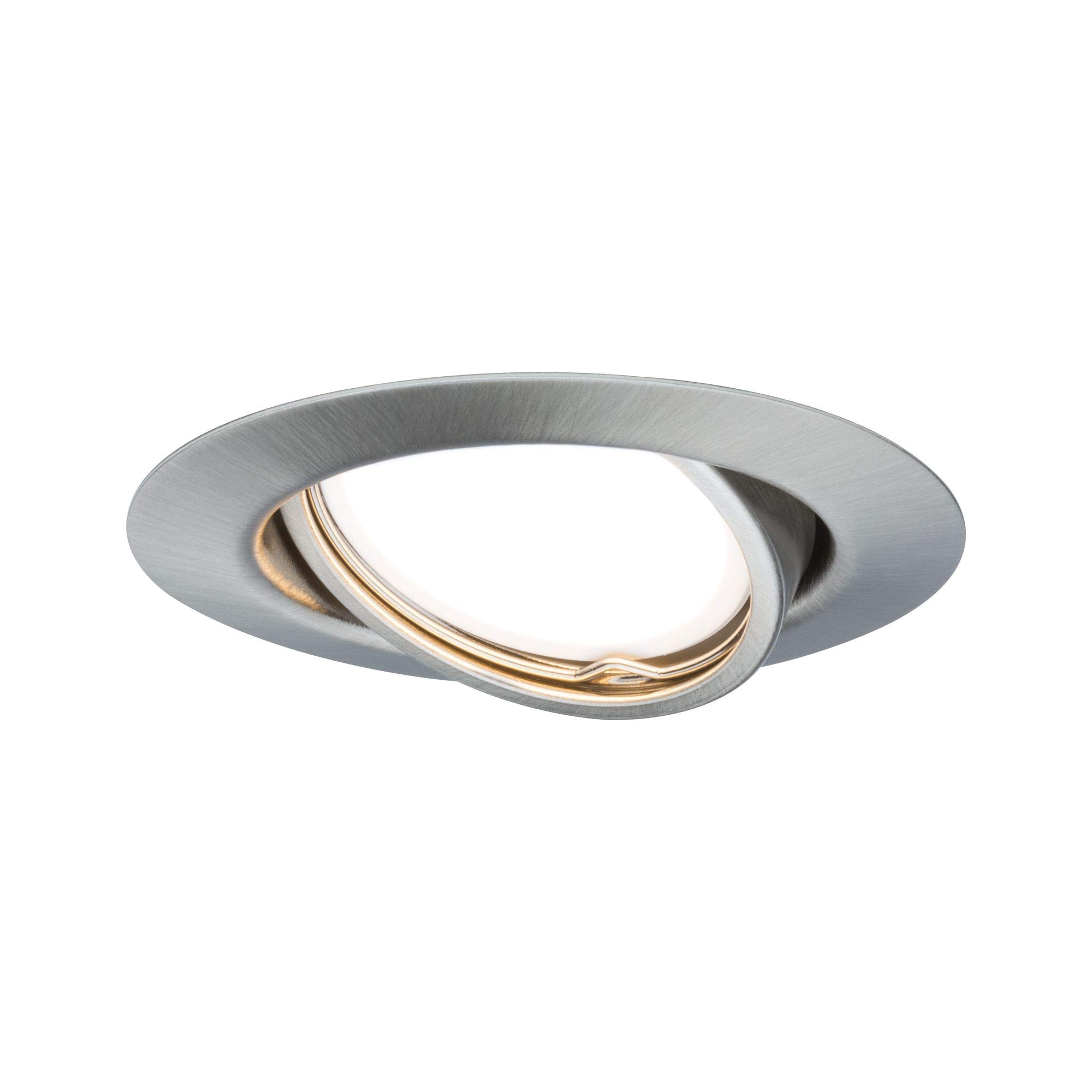 Paulmann 93846 LED Recessed Spotlight Complete Set Including GU10 Light Bulbs Round Ceiling Spotlight 3 x 4.5 W Iron Pivoting Recessed Light 4.5 W Brushed Metal