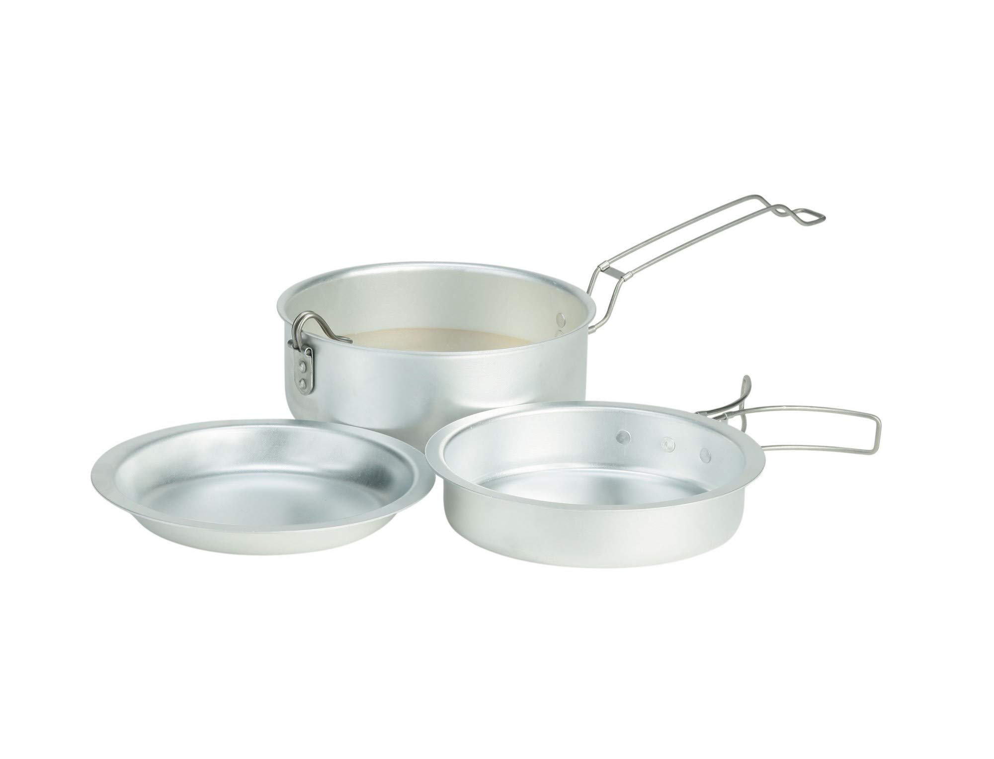 Ferrino 78056HCU.1SIZ Set Saucepan, Pan with Folding Handle and Deep Plate, Scout V Straw, Aluminium, Adults Unisex, Multicoloured, One Size
