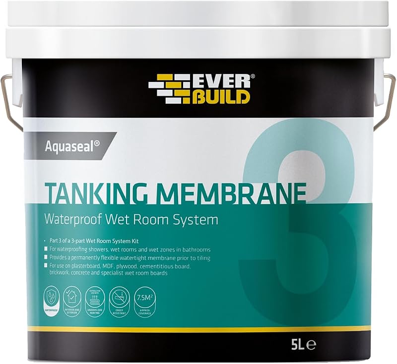 Everbuild Aquaseal Waterproof Tanking Membrane 5 Litre Blue Flexible Easy Apply