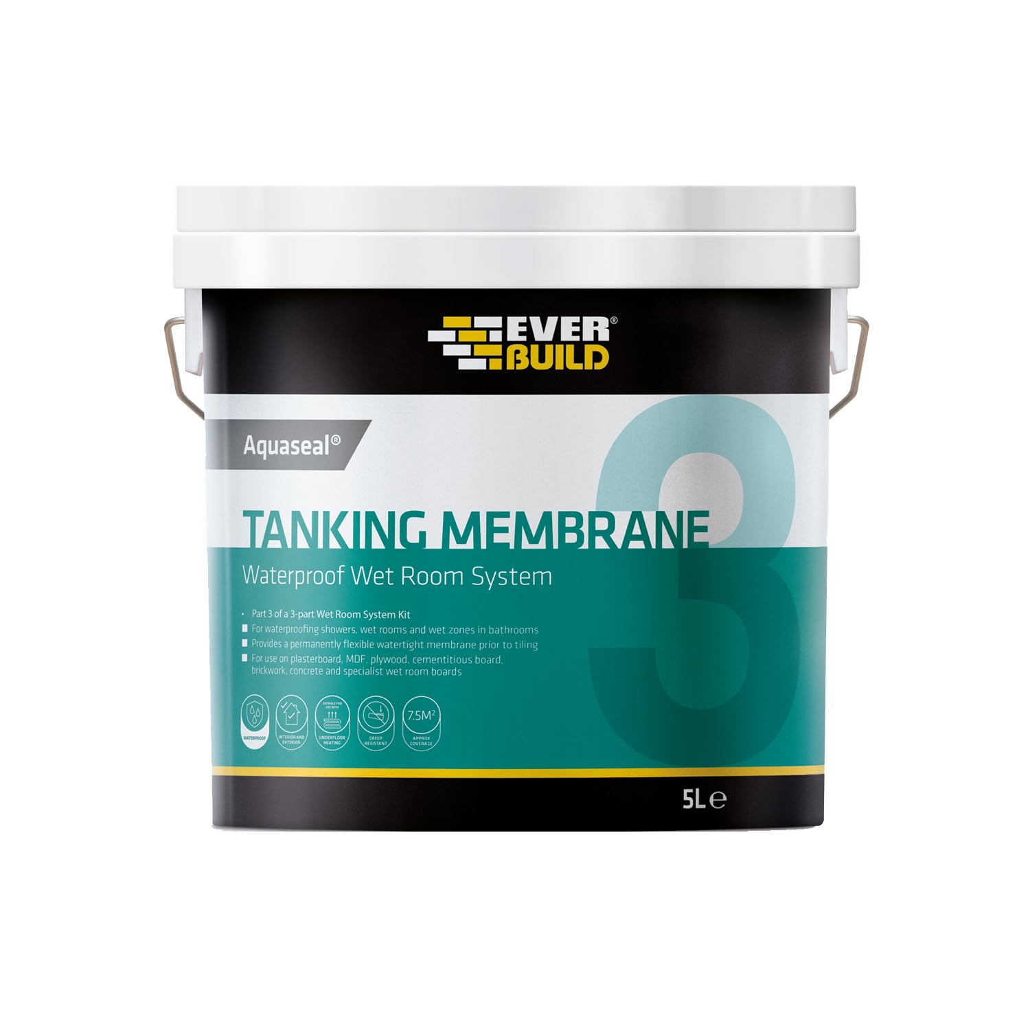 Everbuild Aquaseal Waterproof Tanking Membrane – Flexible – Waterproof – Easy To Apply – Internal And External – Blue – 5 Litre