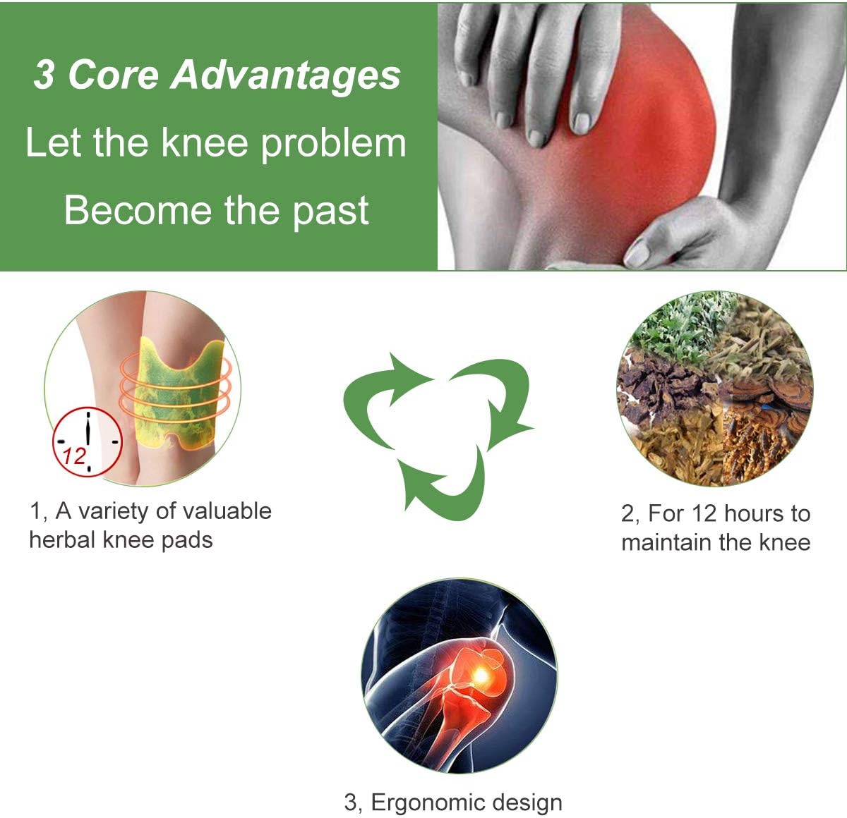 Knee Paste, Large Patch Maximum Strength, Muscle and Joint Relief Patch, Organic All Natural Formula,Up to 24 Hours, Promote Blood Circulation, 12 PCS: Health & Personal Care