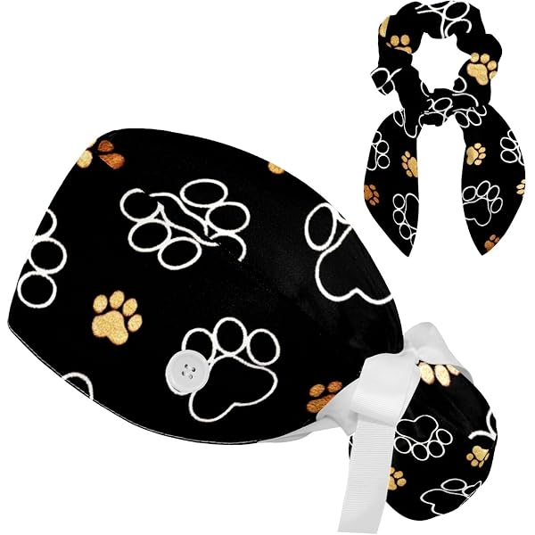 MUOOUM 2-Pack Surgical Caps With Button Sweatband & Ponytail Holder - Sunflower Pattern For Women Long Hair - View #2