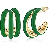 Gold Chunky Triple Hoop Earrings, Thick Three Open Hoop Earrings for Women Trendy Jewelry Gifts